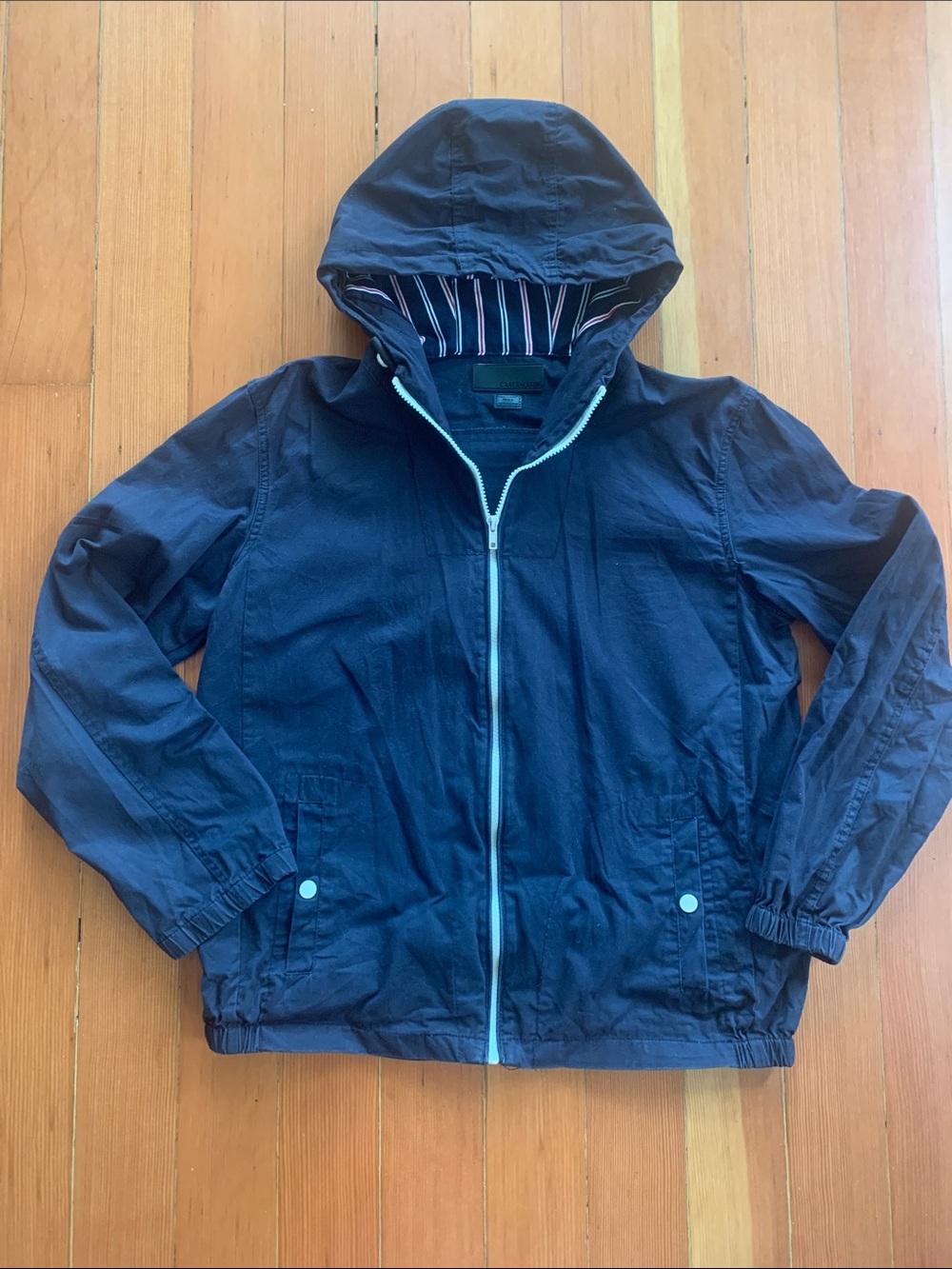 Craft & Flow Navy Hooded Zip-Up Jacket Sz S
